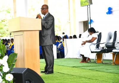 Prof. Dziedzorm Asafo Giving the History of the Church Building